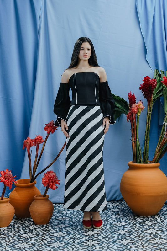Jimena Skirt Rayas Blanco y Negro