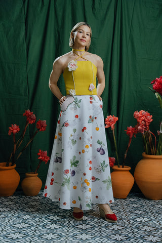 Anette Top Amarillo y Flores Rosadas