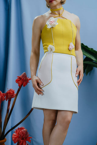 Amelia Skirt Blanco y Rosado