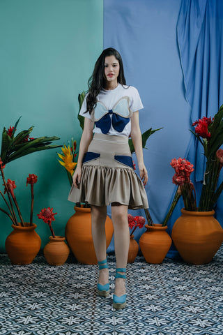 Lyra T-Shirt Azul Marino y Beige