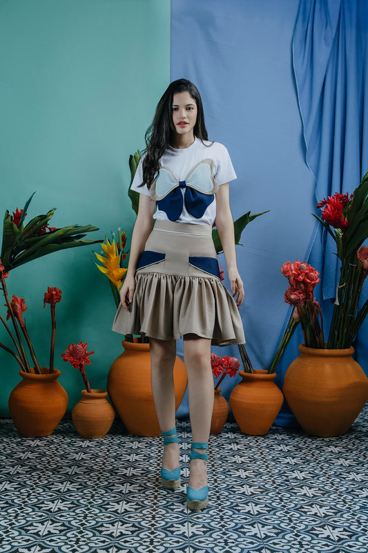 Lyra T-Shirt Azul Marino y Beige