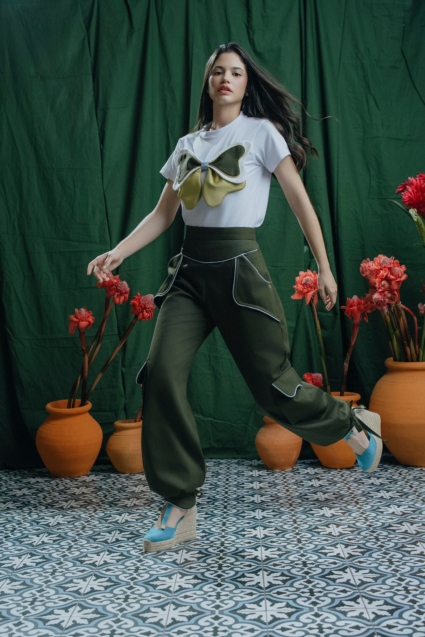 Lyra T-Shirt Drill Verde Oliva y Lima