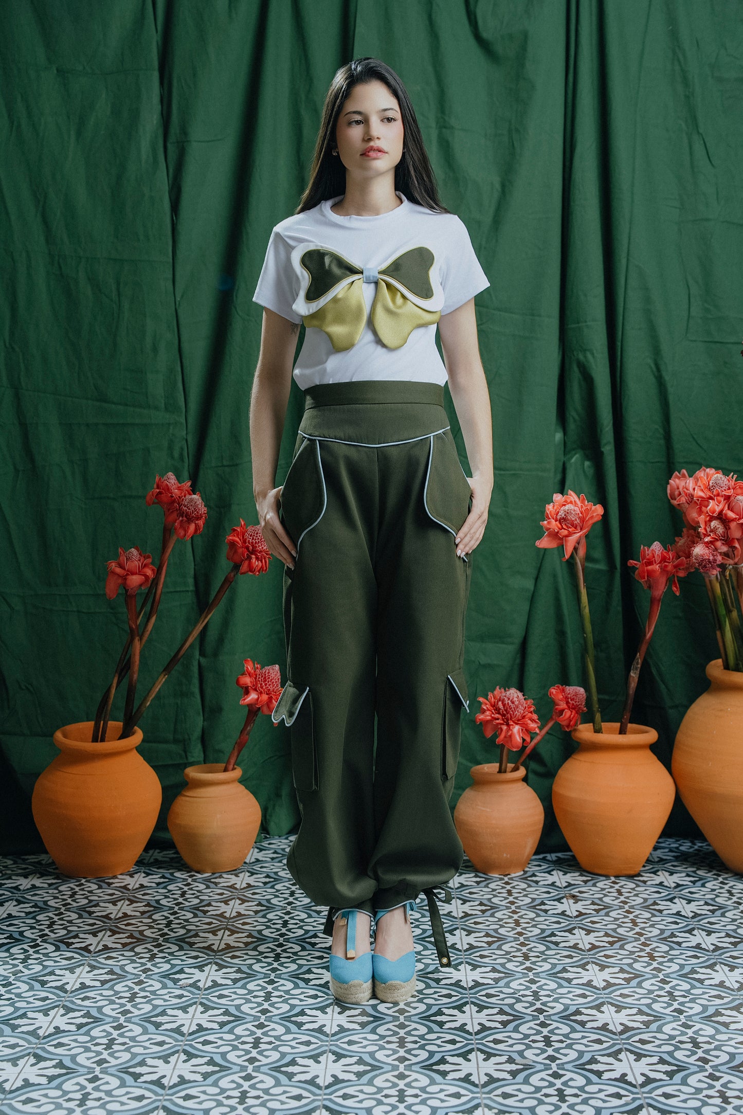 Lyra T-Shirt Drill Verde Oliva y Lima