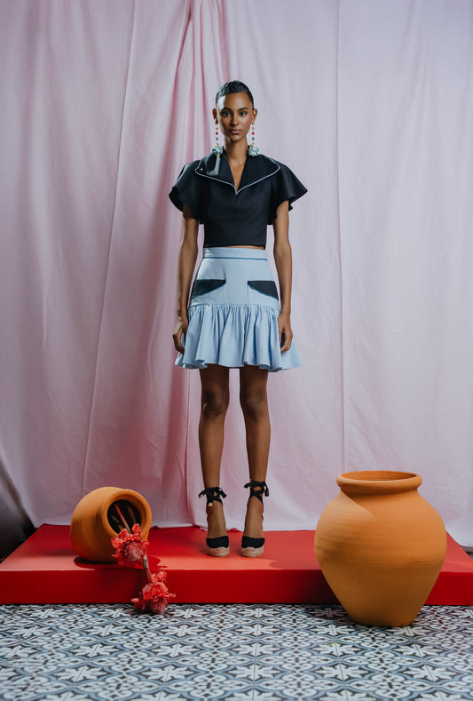Leah Skirt Azul Claro y Negro