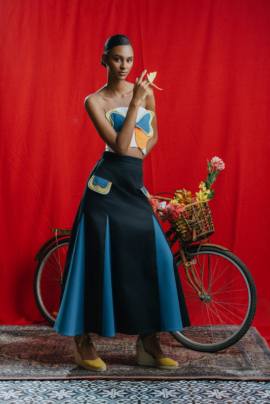 Abryl Skirt Negro y Turquesa