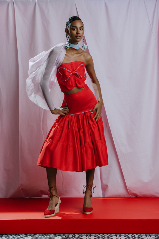 Ellie Midi Skirt Rojo