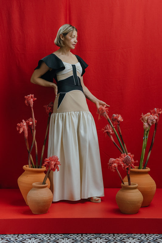 Cristina Skirt Negro y Beige
