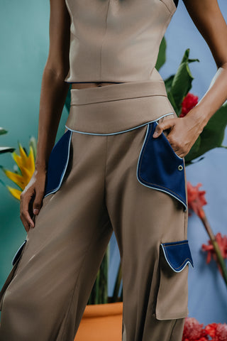 Morocco Pant Beige y Azul Marino